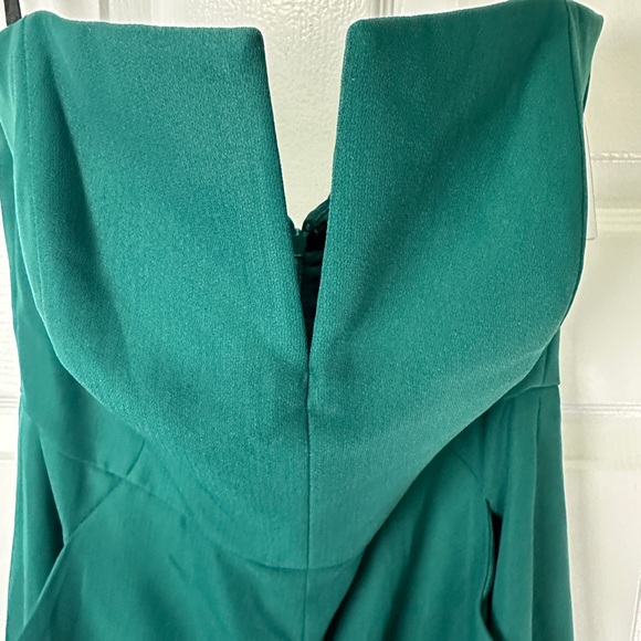Dessy Collection Hunter Green Crepe Jumpsuit Strapless w/ Pockets Women’s 4R NEW - Picture 5 of 10